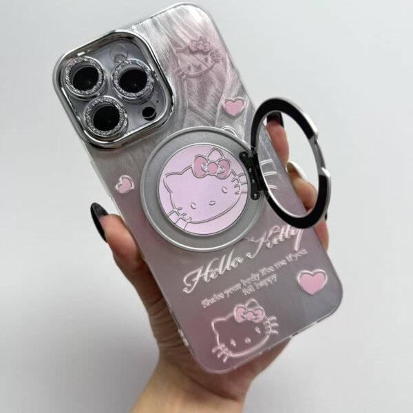 Magsafe Design Kitty Cat Iphone Case with Rotating Wireless Stand